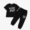 “Black Wild Boy kids t shirt and trouser set for boys summer outfit”