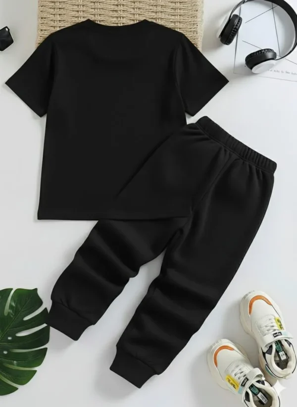 Black Wild Boy kids t shirt and trouser set for boys summer outfit