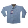 Sky Blue: Classic sky blue long-sleeve shirt for boys made from soft-touch breathable fabric with a chest logo.