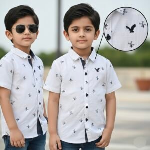 Ultra Soft Emboss Half Sleeve Button Down Junior Shirts For Boys| So Comfortable
