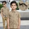 Boys Embossed Short Sleeve Casual Shirt - Summer Button Down