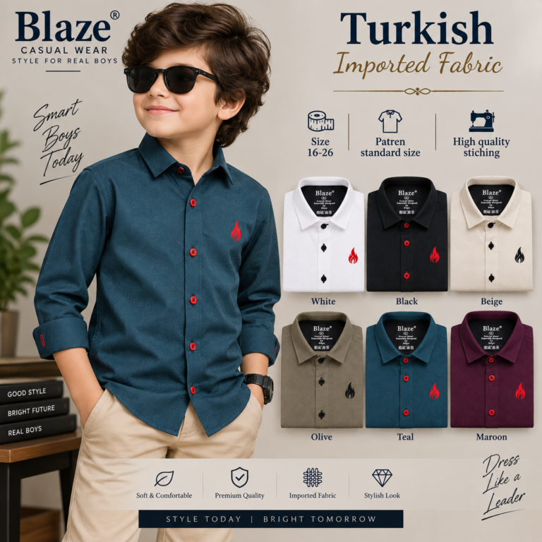 Boys Turkish Self-Textured Premium Casual Shirt – Full Sleeve