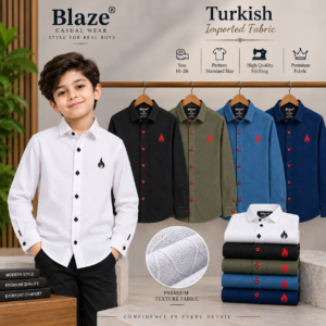 Boys Turkish Textured Jacquard Casual Shirt - Full Sleeve