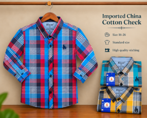 Boys Imported China Cotton Check Shirt – Royal Plaid