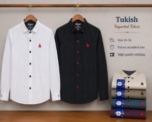 Men’s Turkish Style Button-Down Shirt – White | Premium Imported Fabric