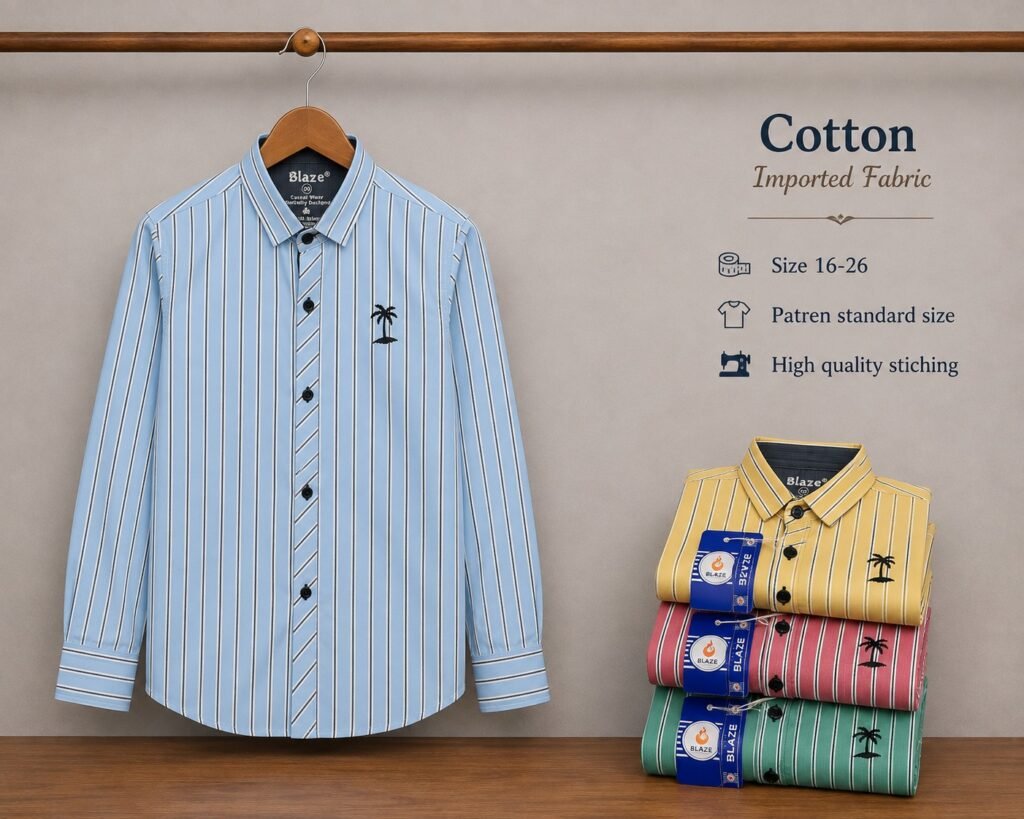 Boys Cotton Pin-Stripe Casual Shirt
