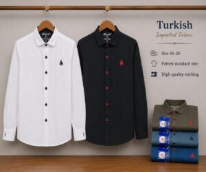 Men’s Turkish Style Button-Down Shirt – Teal | Premium Imported Fabric