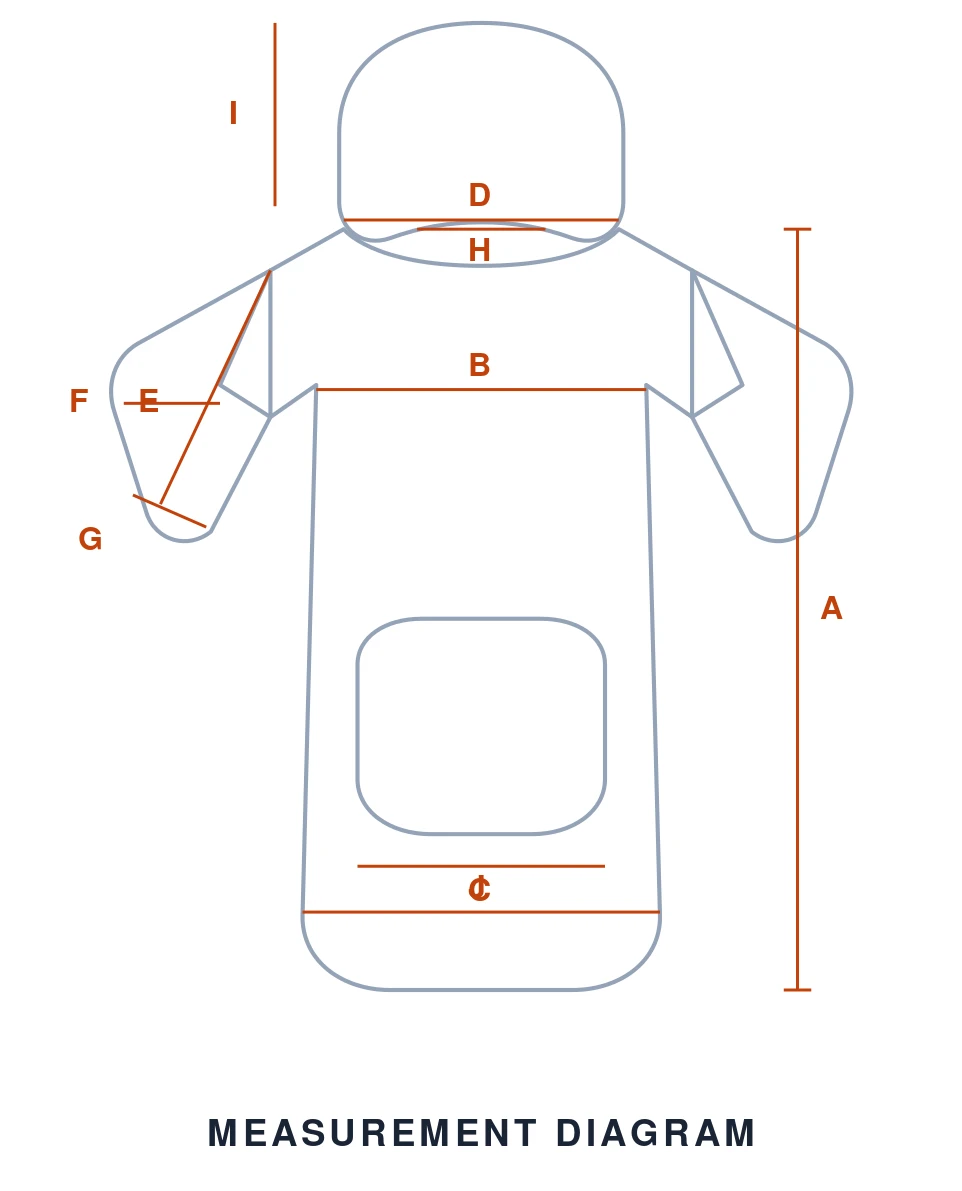 Hoodie measurement diagram