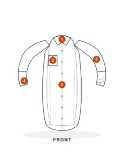 Blaze Garments Casual Shirt tech pack, front flat sketch