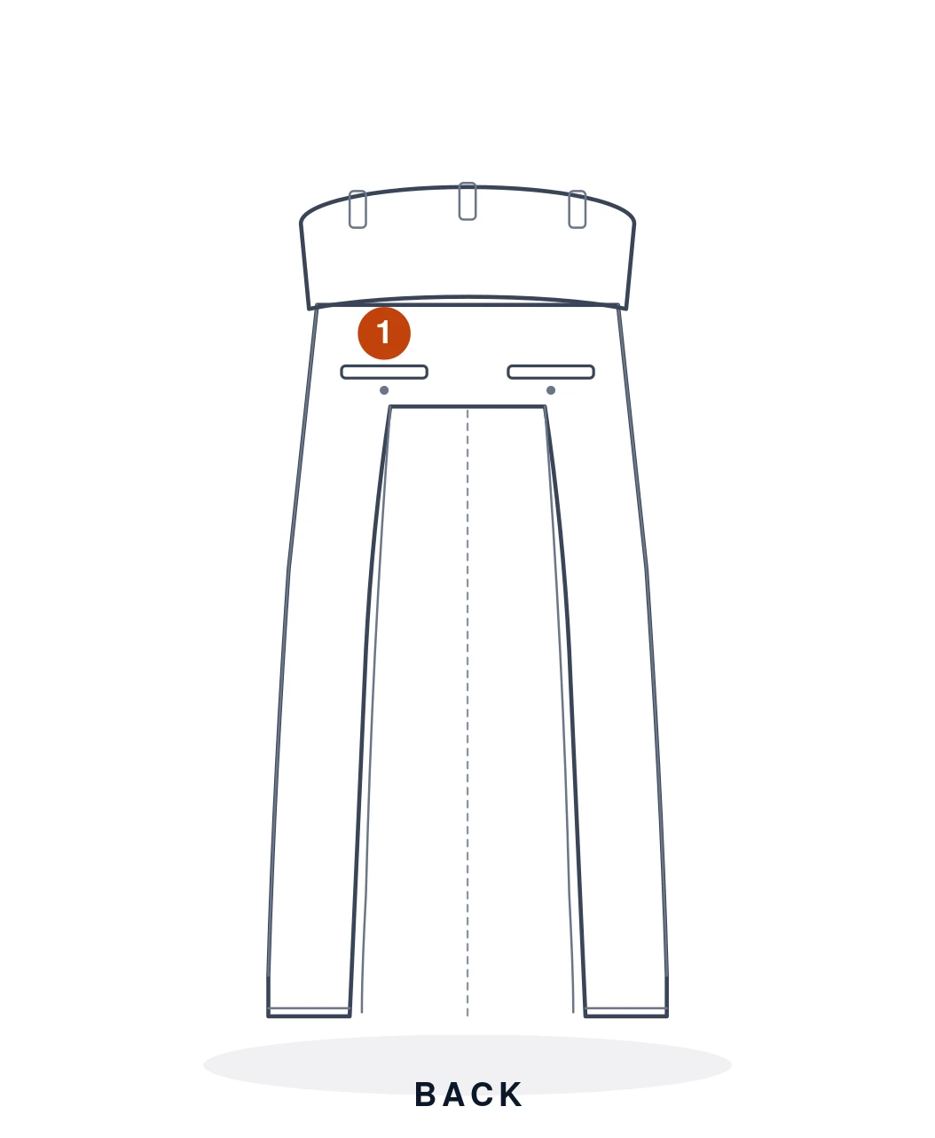 Trouser back flat sketch