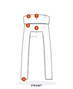 Blaze Garments Trouser tech pack, front flat sketch
