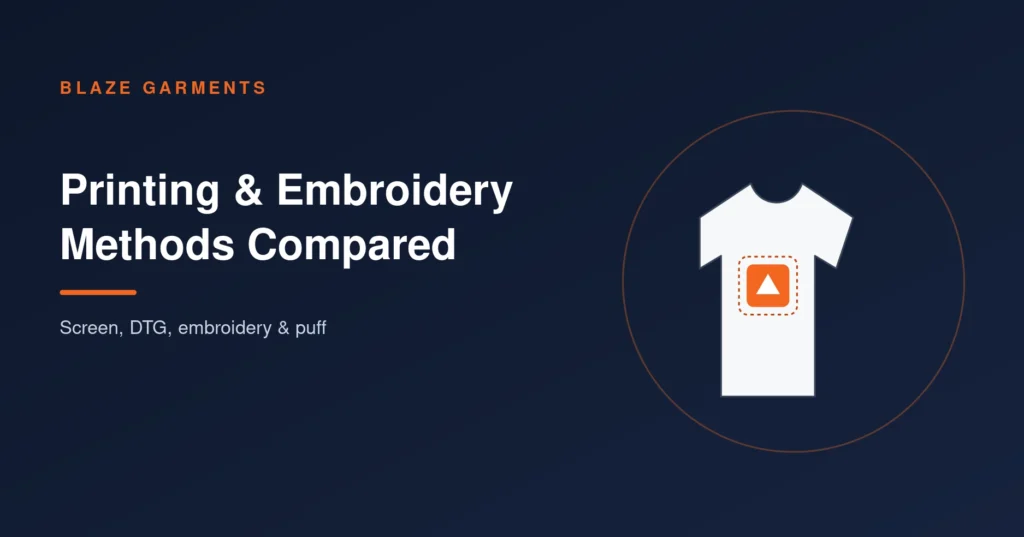 Clothing Printing & Embroidery Methods Compared: Screen Print, DTG, Embroidery, Puff & More