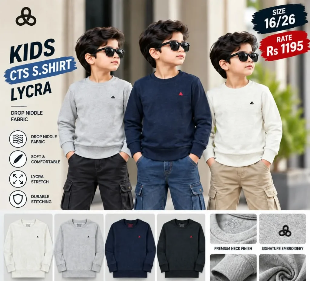 Kids CTS Sweatshirt with Lycra – Drop Needle Fabric