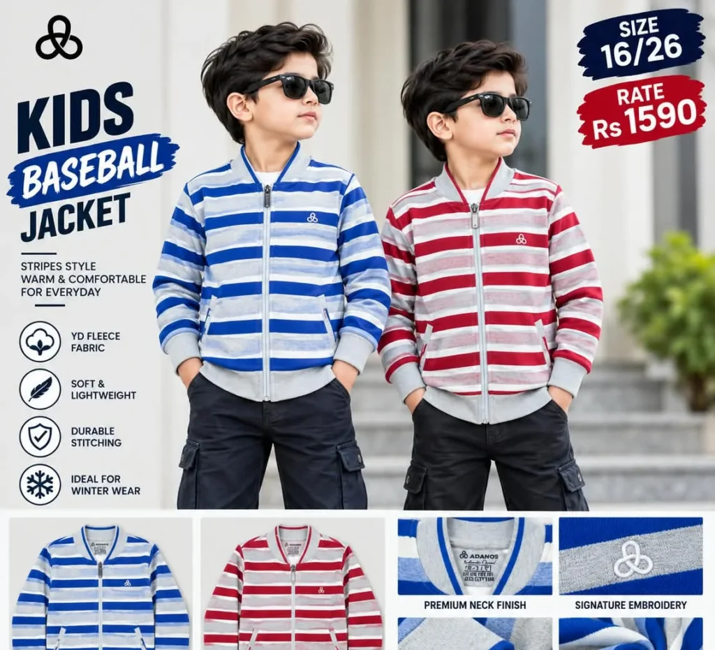 Kids Striped Baseball Jacket – YD Fleece