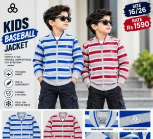 Kids Striped Baseball Jacket – YD Fleece