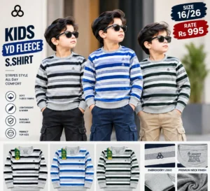 Kids YD Fleece Striped Sweatshirt